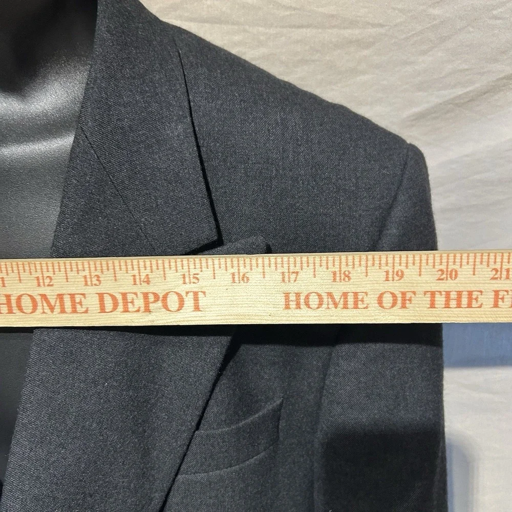Bradys Pure Virgin Wool Double Breasted Blazer Suit Jacket 42R Charcoal Grey